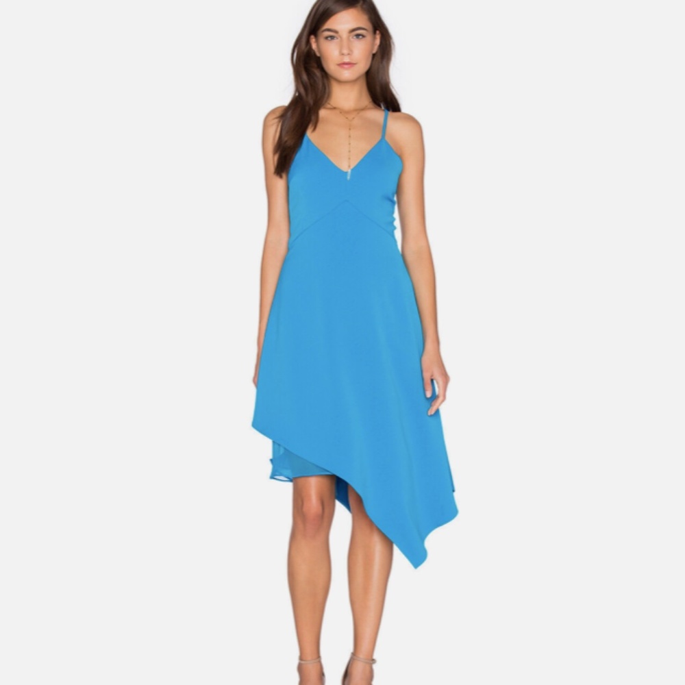Alice + Olivia Beth Asymmetrical Midi Dress NWOT